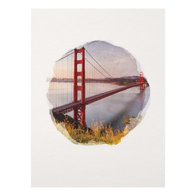 Obrazy na szkle wybrzeże Akwarele - Most Złotoen Gate w San Francisco
