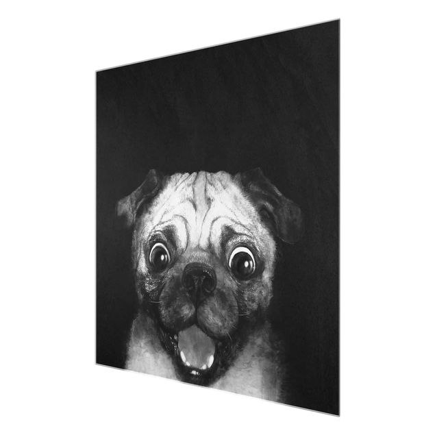 Nowoczesne obrazy do salonu Ilustracja pies Pug malarstwo na czarno-biały