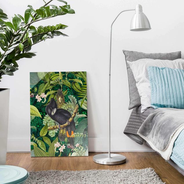 Obrazy na szkle zwierzęta Kolorowanka - Kakadu w dżungli