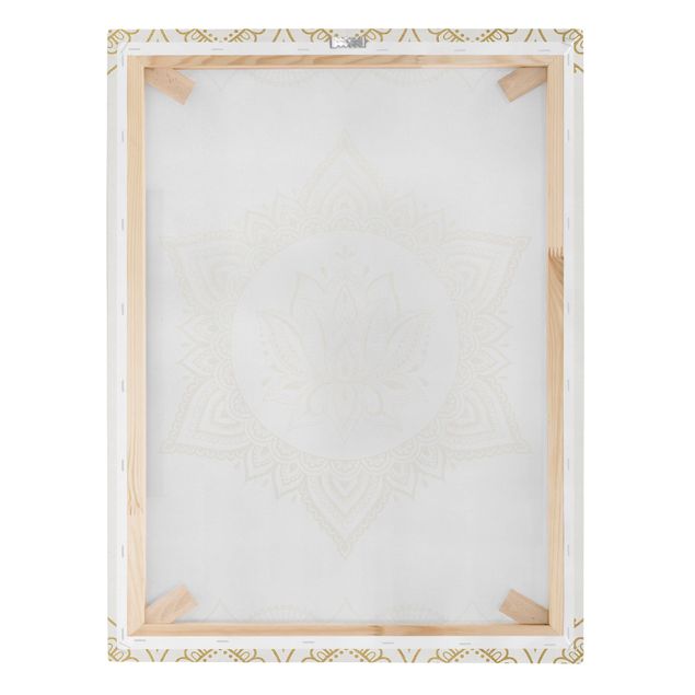 Obrazy na płótnie Mandala Lotus Ilustracja Ornament z białego złota