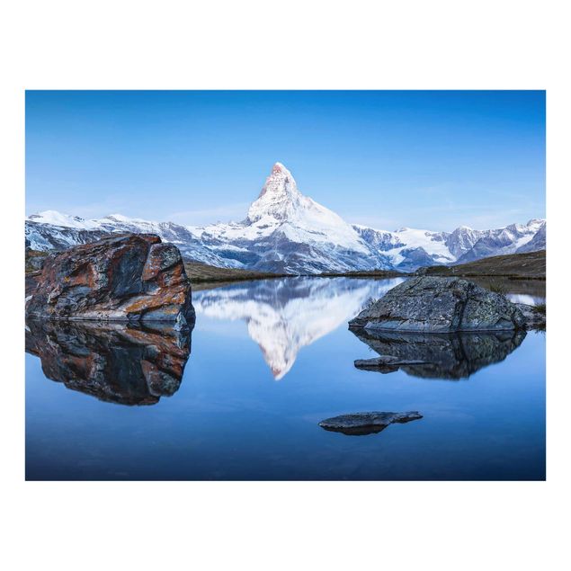 Obrazy na szkle góra Jezioro Stelli przed Matterhornem