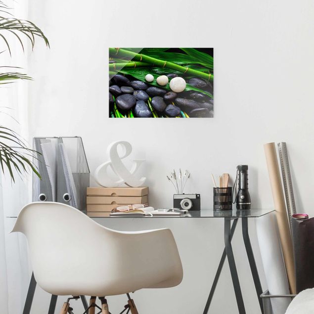 Obrazy do salonu Zielony bambus z kamieniami Zen