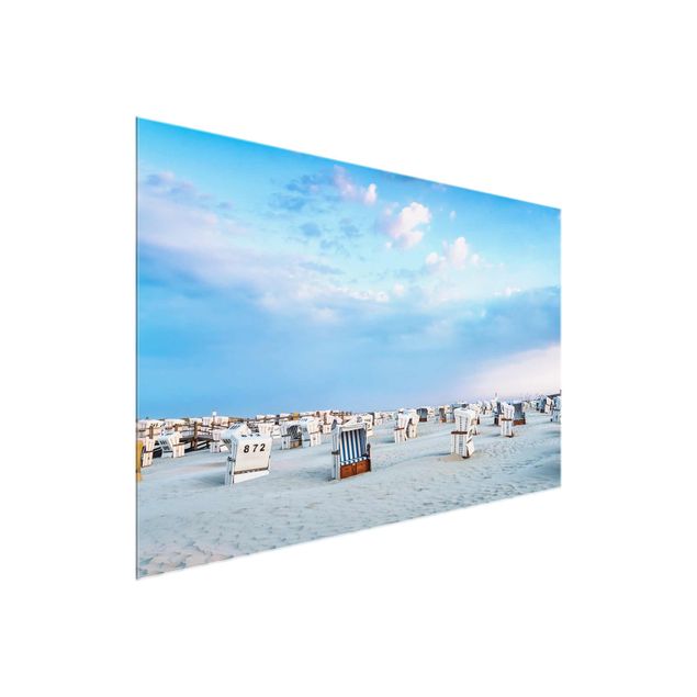 Obrazy na szkle wydmy Krzesła plażowe nad Morzem Północnym