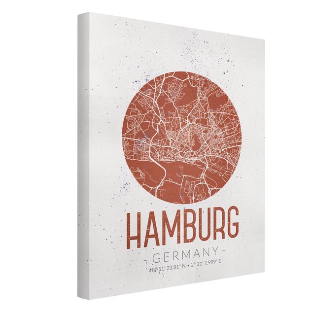 Nowoczesne obrazy Mapa miasta Hamburg - Retro