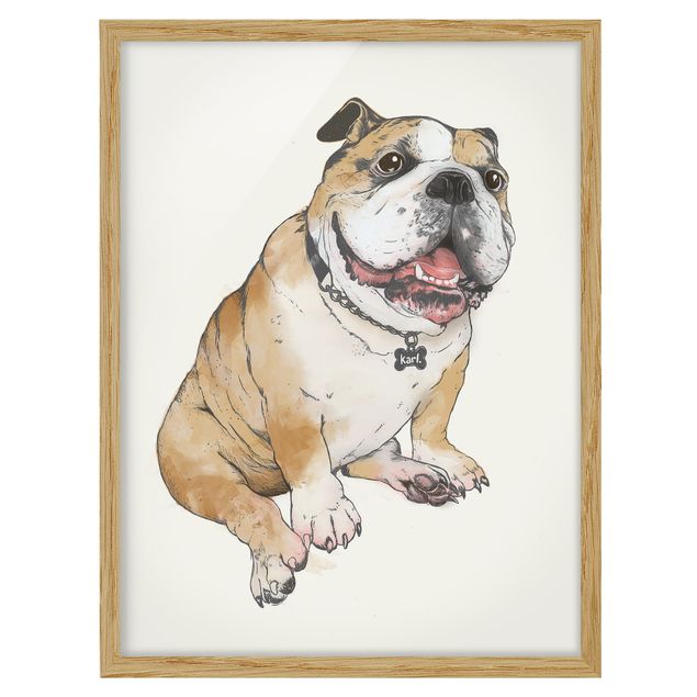 Obrazy w ramie do łazienki ilustracja pies buldog obraz