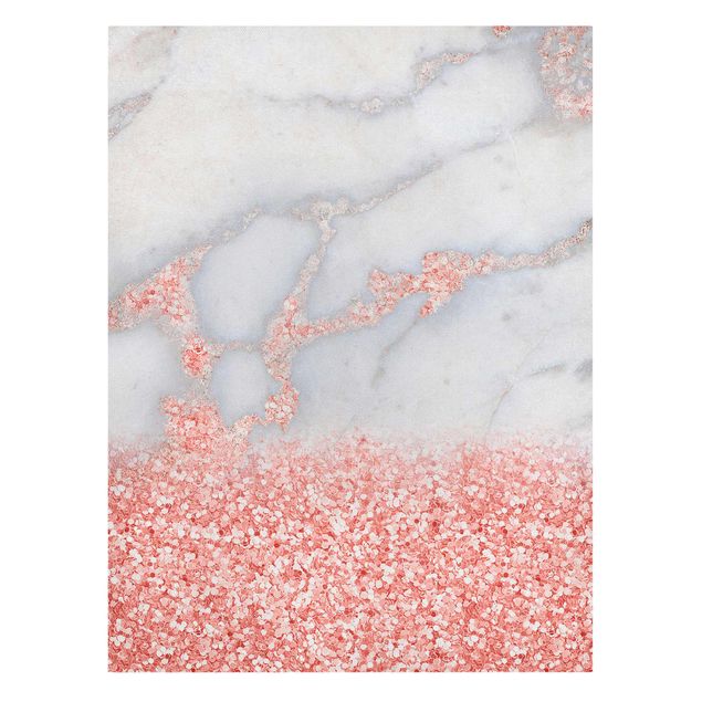 Obrazy na płótnie abstrakcja Mamor look z różowym konfetti