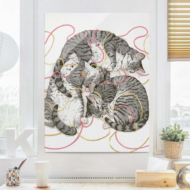 Szary obraz Ilustracja szarych kotów Malarstwo
