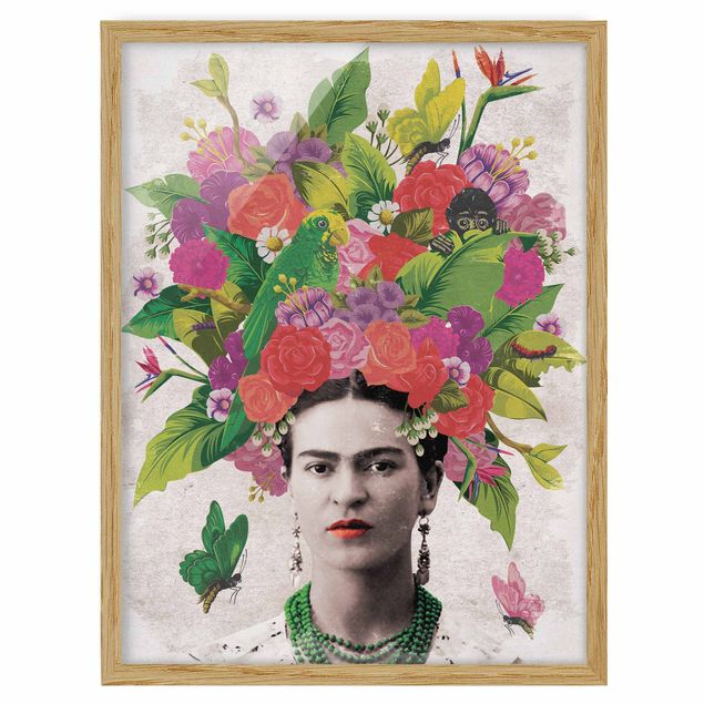 Obrazy w ramie do łazienki Frida Kahlo - Portret z kwiatami