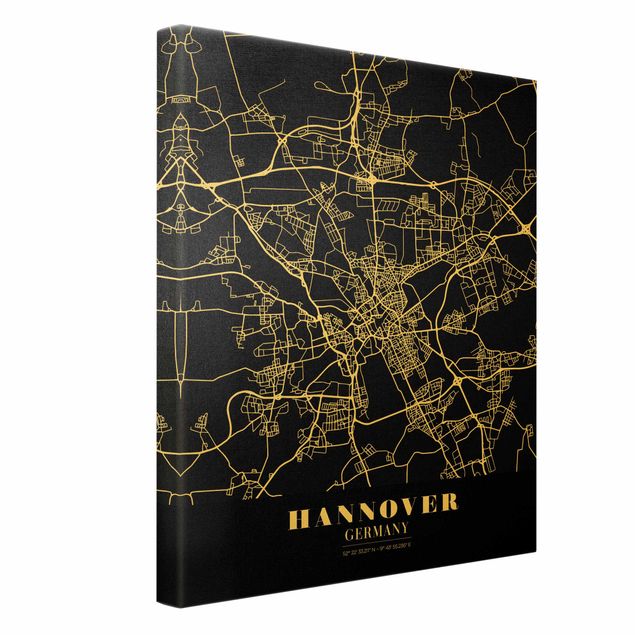 Obrazy na ścianę Mapa miasta Hanower - Klasyczna czerń