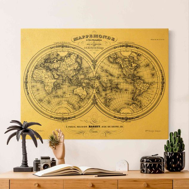 Obrazy do salonu Mapa świata - francuska mapa półkul z 1848 r.