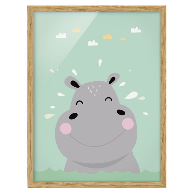 Obrazy w ramie zwierzęta Szczęśliwy hipopotam