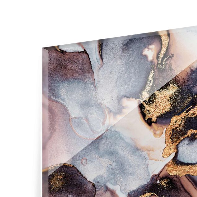 Obrazy nowoczesne Marmurowa akwarela z złotem