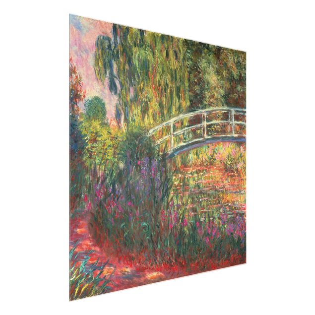 Obrazy na szkle kwadrat Claude Monet - Mostek japoński w ogrodzie w Giverny