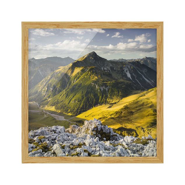 Obrazy w ramie do łazienki Góry i dolina w Alpach Lechtalskich w Tyrolu