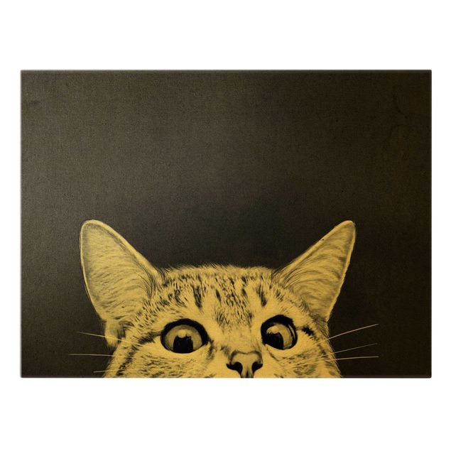 Obraz kota na płótnie Ilustracja kot czarno-biały rysunek