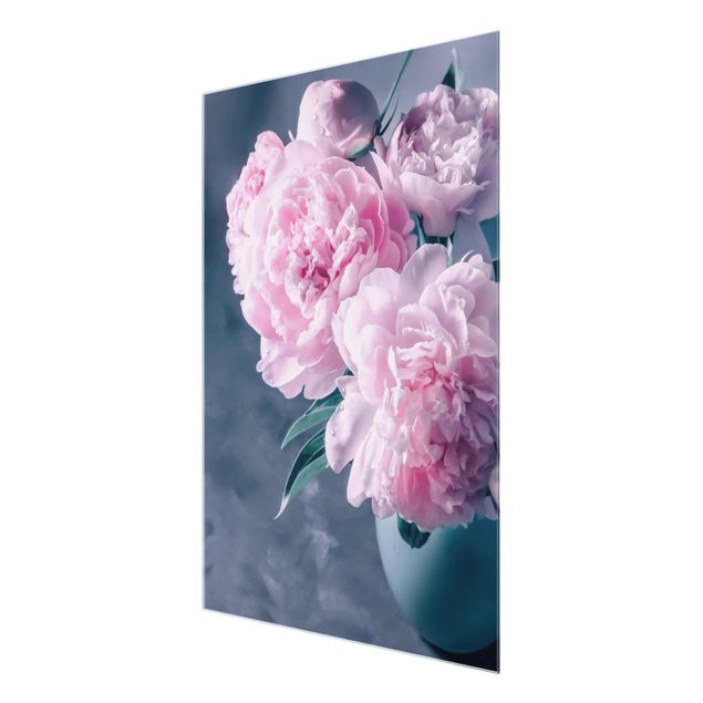 Obrazy nowoczesny Wazon z różowymi peoniami Shabby
