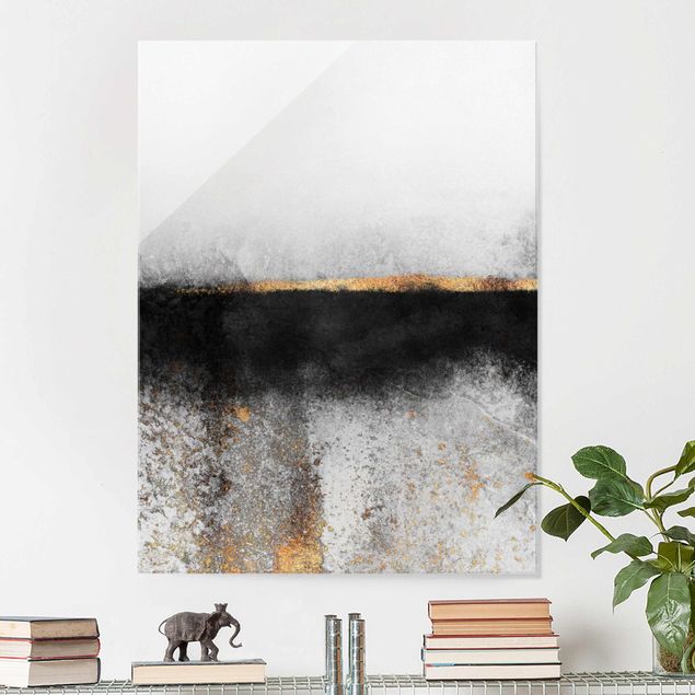 Obrazy artystów Abstrakcja Złoty horyzont czarno-biały