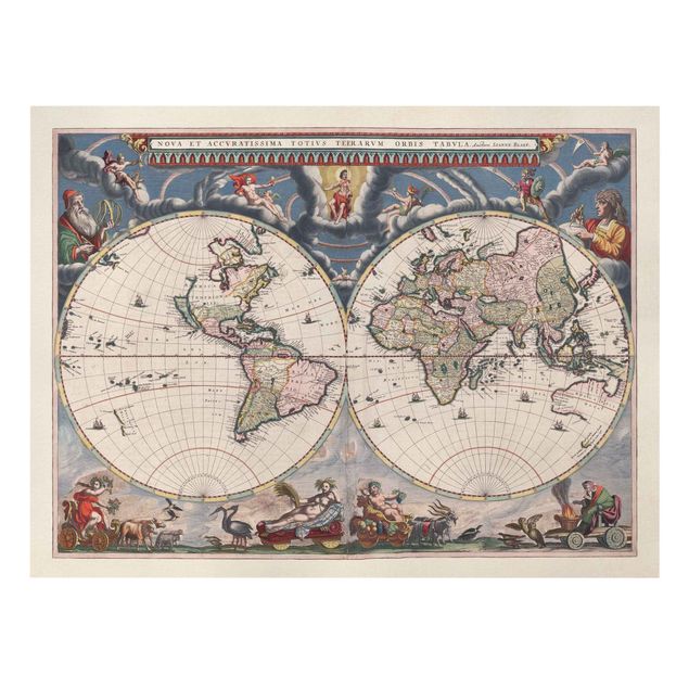 Sbraz mapa swiata Historyczna mapa świata Nova et Accuratissima z 1664 r.