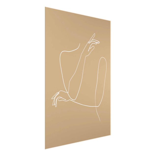 Obrazy do salonu nowoczesne Line Art Ręce kobiety beżowy