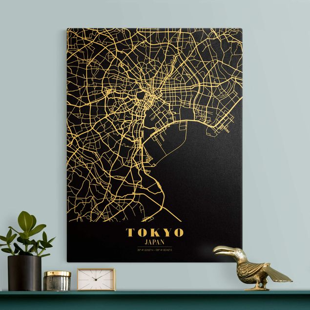 Obrazy Tokio Mapa miasta Tokyo - Klasyczna Black