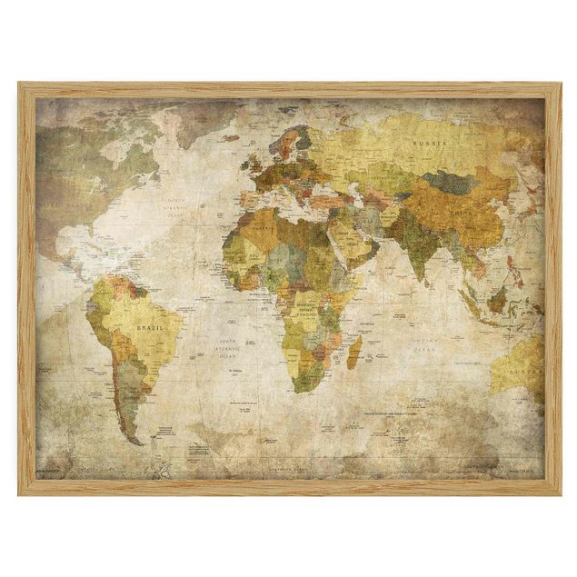 Obrazy w ramie do kuchni Mapa świata
