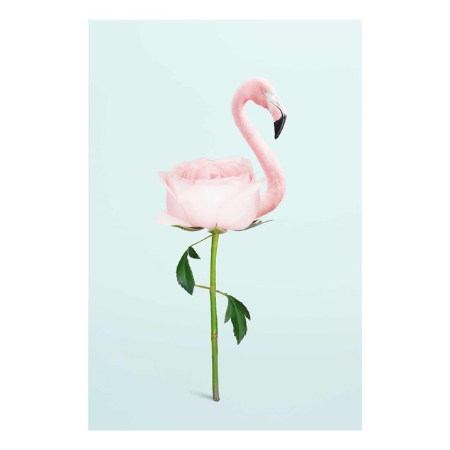 Obrazy na szkle artyści Flamingo z różą