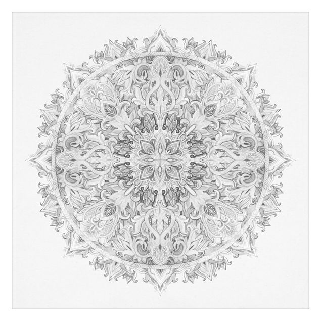 Tapeta - Mandala akwarelowy ornament czarno-biały