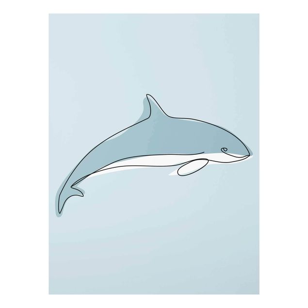 Obrazy na szkle zwierzęta Dolphin Line Art