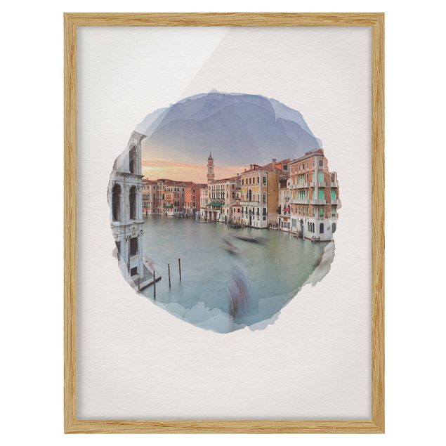 Obrazy w ramie do łazienki Akwarele - Grand Canal View from the Rialto Bridge Wenecja