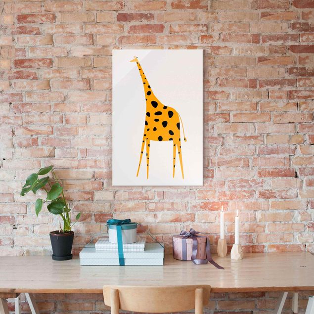 Obrazy na szkle portret Żółta żyrafa