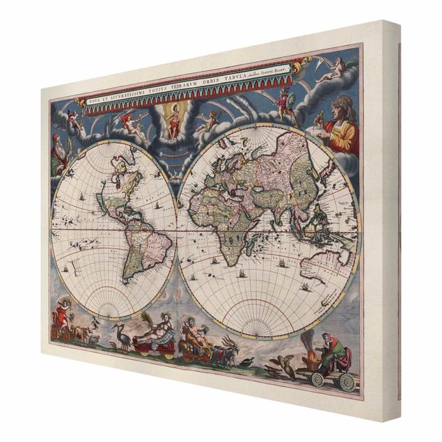 Obrazy na ścianę Historyczna mapa świata Nova et Accuratissima z 1664 r.