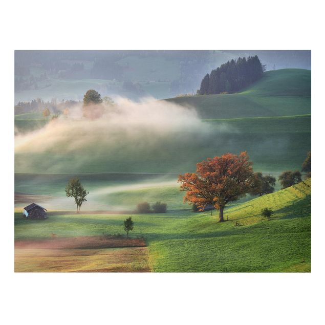 Obrazy z górami Mglisty jesienny dzień Szwajcaria