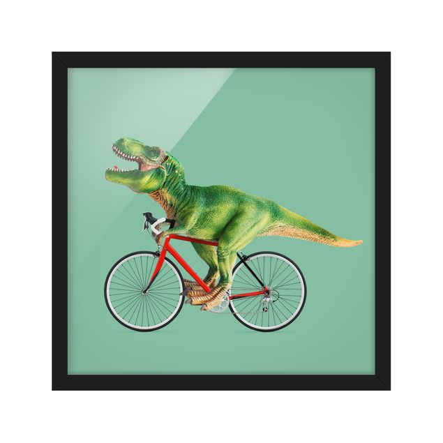 Obrazy w ramie do korytarzu Dinozaur z rowerem