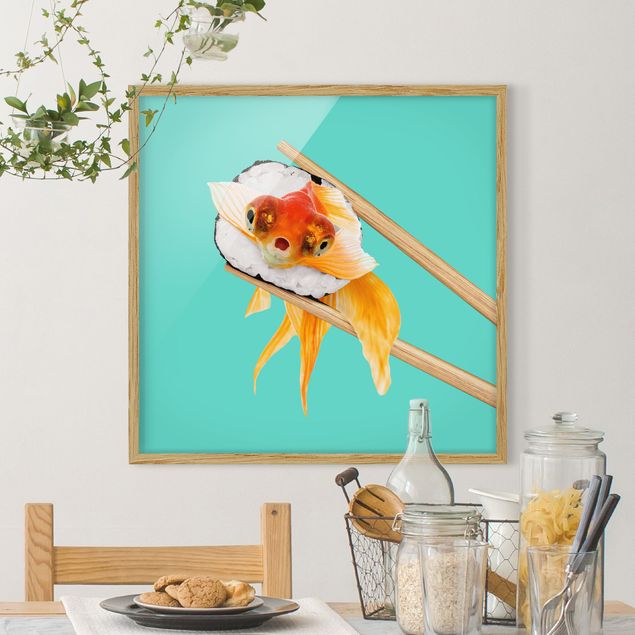 Dekoracja do kuchni Sushi z złotą rybką