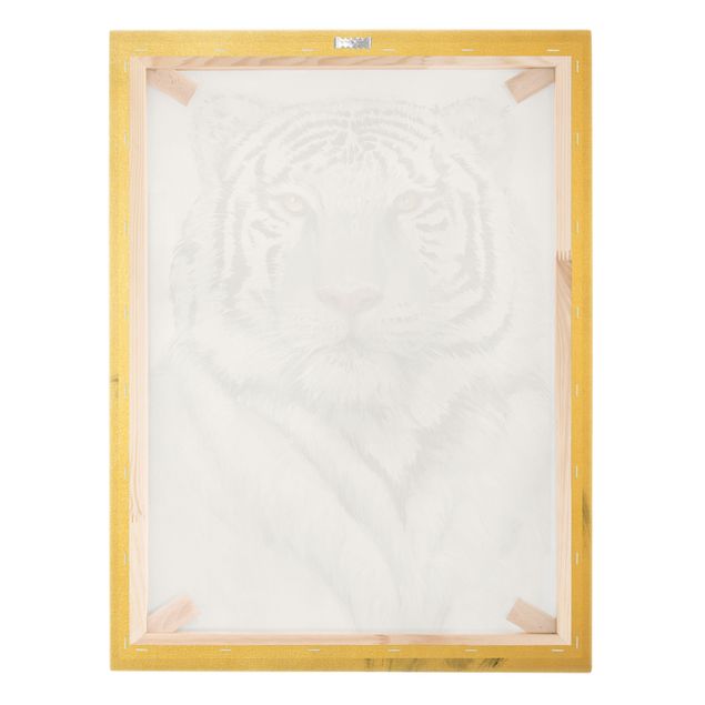 Złoty obraz na płótnie - Portret białego tygrysa II
