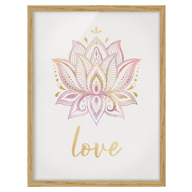 Obrazy w ramie do kuchni Lotus Ilustracja Miłość złoty różowy