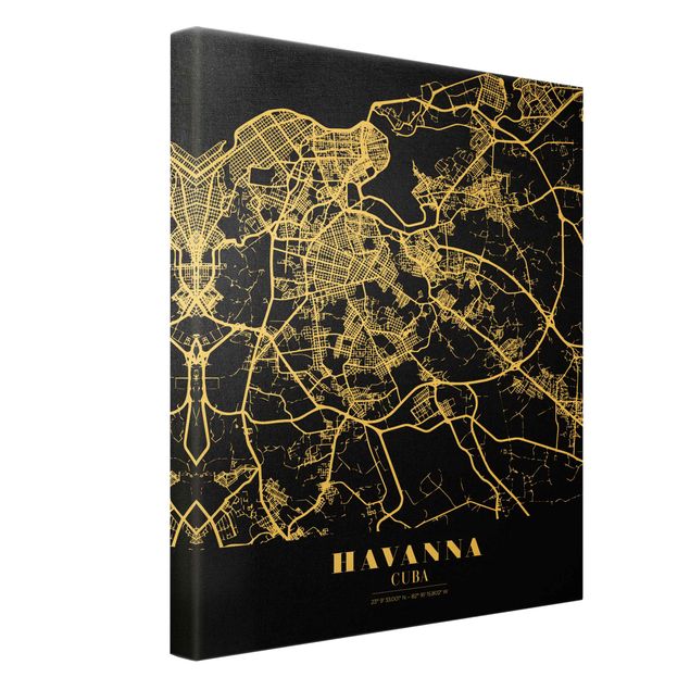 Obrazy Mapa miasta Havana - Klasyczna czerń