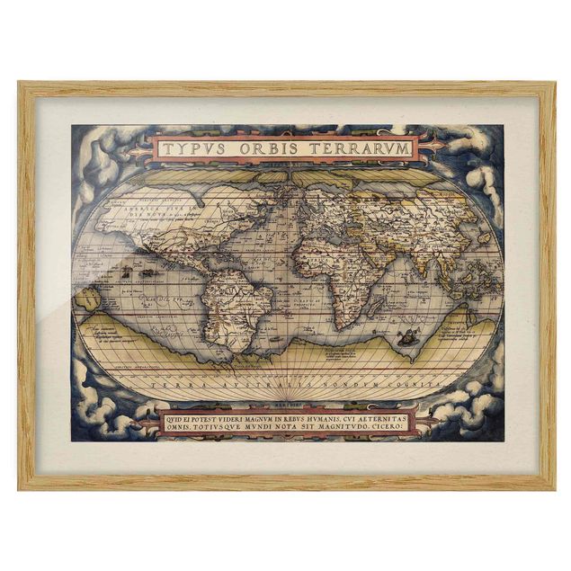 Obrazy w ramie do kuchni Historyczna mapa świata Typus Orbis Terrarum