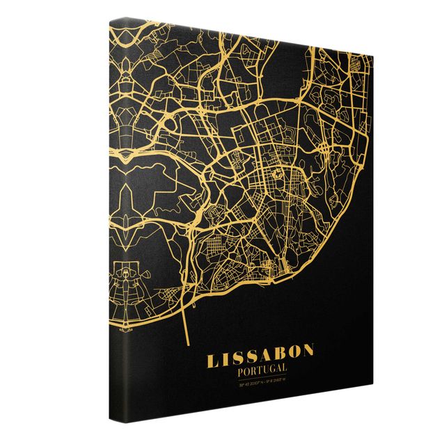 Obrazy Mapa miasta Lisbon - Klasyczna Black