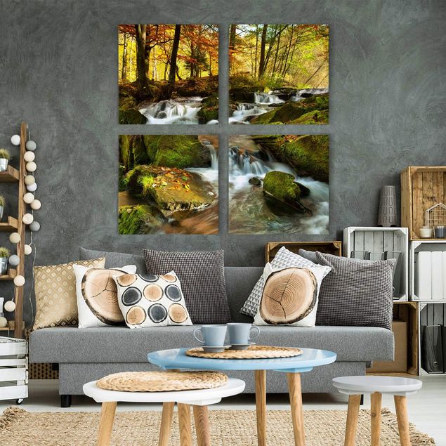 Nowoczesne obrazy Wodospad jesienny las