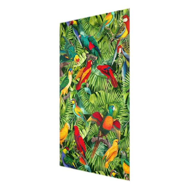 Obrazy dżungla Kolorowy kolaż - Papugi w dżungli