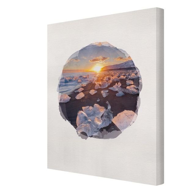 Plaża obraz Akwarele - Kawałki lodu na plaży Islandia