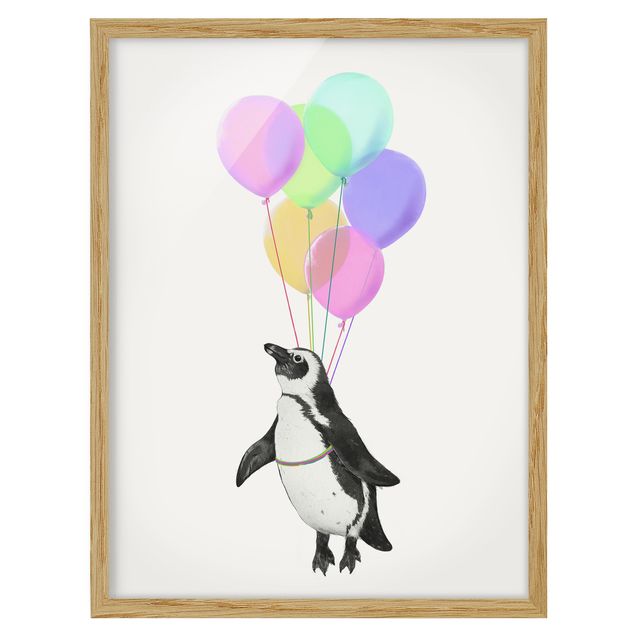 Obrazy w ramie do kuchni Ilustracja pastelowych balonów w kształcie pingwina