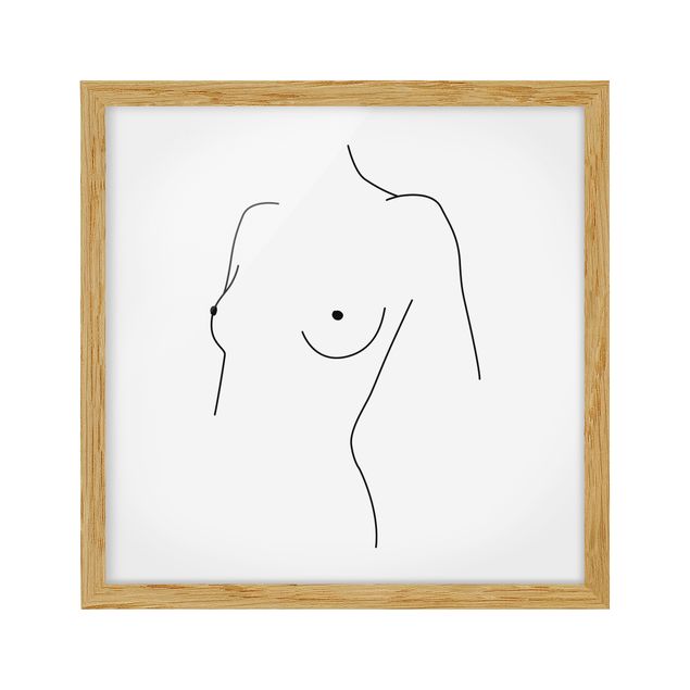 Obrazy w ramie do łazienki Line Art Nagi biust kobiety czarno-biały