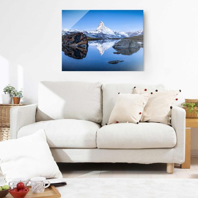 Obrazy na szkle poziomy Jezioro Stelli przed Matterhornem