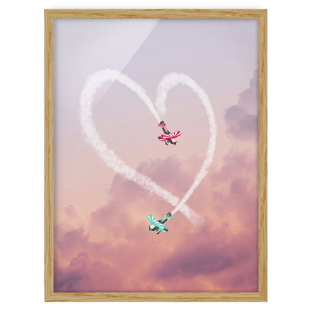 Obrazy w ramie do łazienki Serce z samolotami