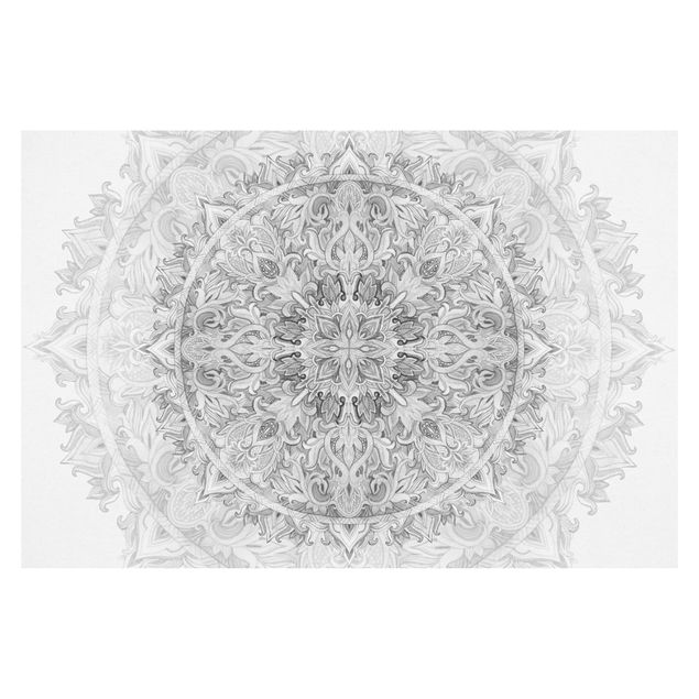 Tapeta - Mandala akwarelowy wzór ornamentu czarno-biały