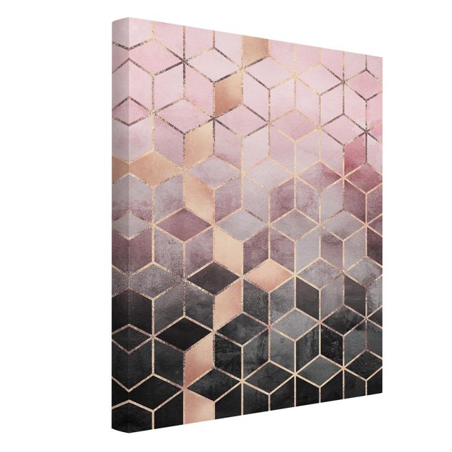 Obrazy nowoczesny Różowo-szara złota geometria