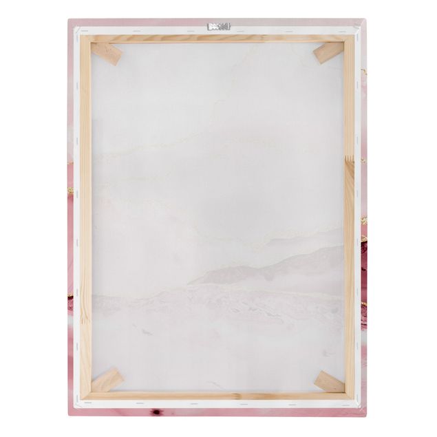 Obrazy na płótnie góra Abstrakcyjne góry w kolorze różowym ze złotymi liniami