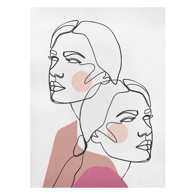 Obraz różowy Linia Art Kobiety portret policzki różowy